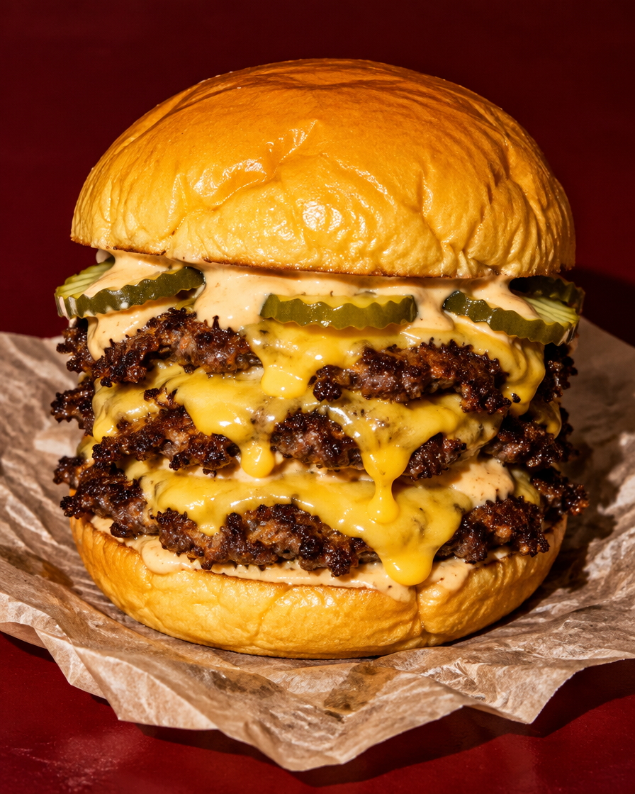 XXL Smash Burger im großen Potato Roll