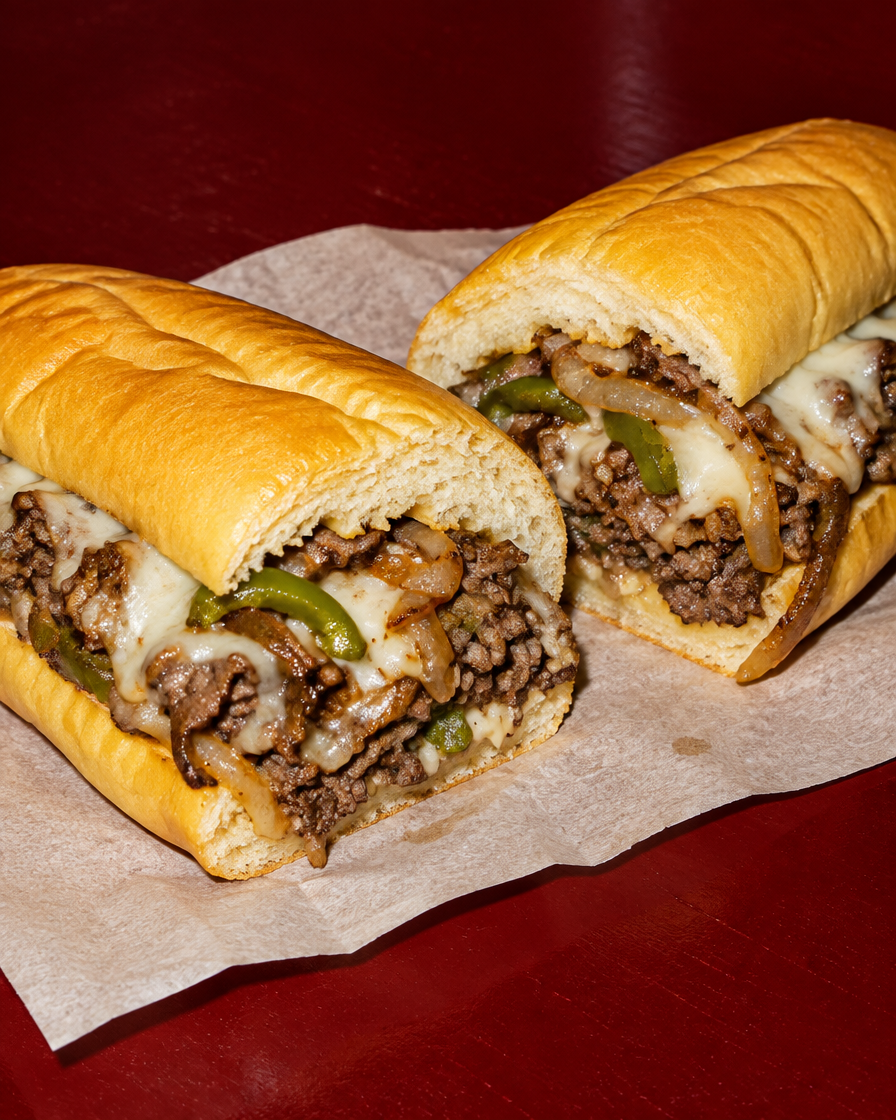 Philly Cheesesteak im Hoagie Roll