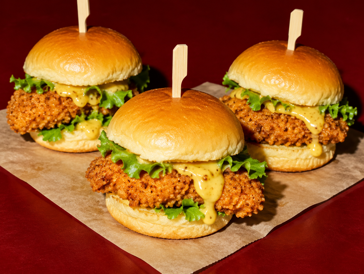 Chicken Tender Slider mit Honig-Senf-Sauce