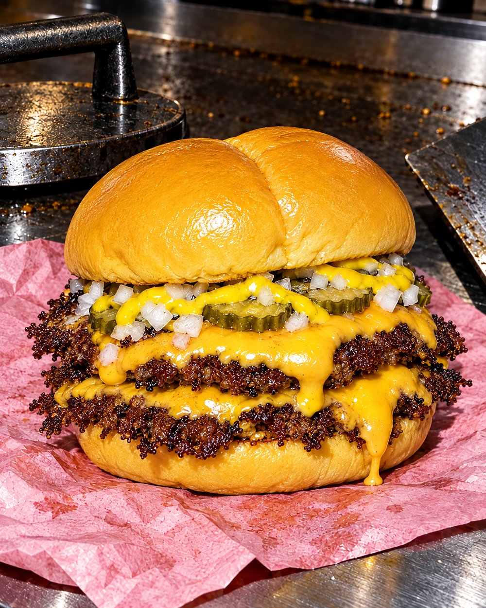 Double Smash Burger im Martin's Potato Roll